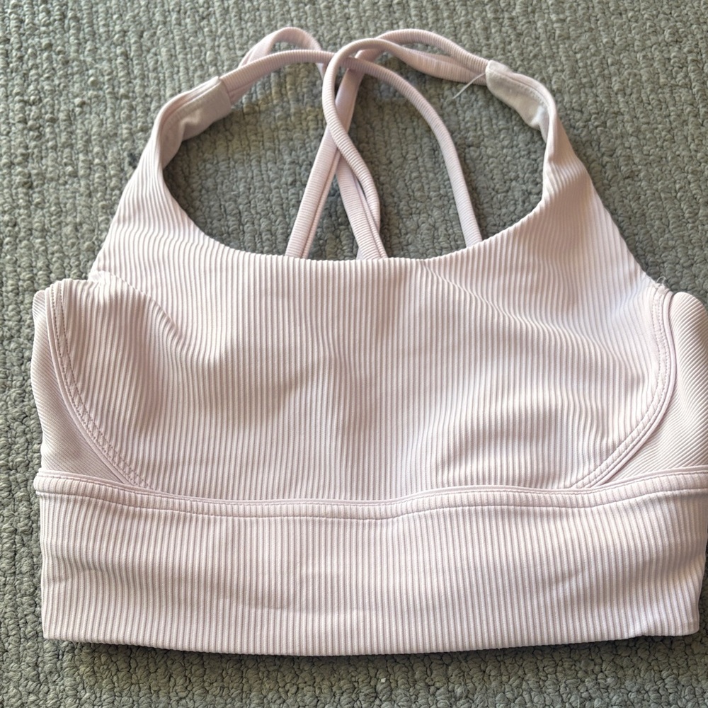 Lululemon Athletica Meadowsweet Pink Ribbed Energy Bra longline -6